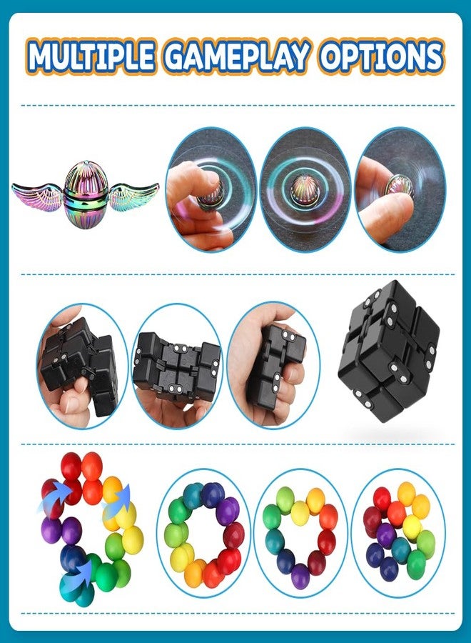 Dilabnba Fidget Toys Set 5 Pcs for Kids Adults, Sensory Pack with Figette Cube Pad Ball Metal Finger Spinner, Cool Gadget Desk Spinner Fingertip for Party Favors Christmas Stocking Stuffer Bulk - Image 3